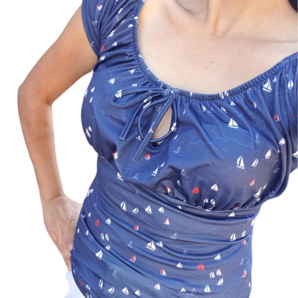 Vodoo Vixen Nautical Peasant Blouse